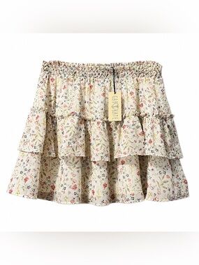 Gab & Kate Floral Ruffle Mini Skirt – Size S
